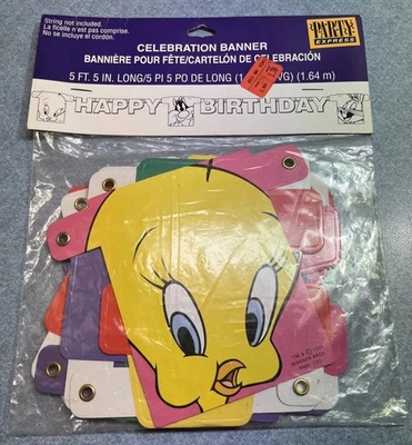 Vintage 1996 Looney Tunes Tweety Bird Festa de Aniversário Express Banner de Celebração - Imagem 1 de 4