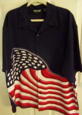 Men's DRAGONFLY Polyester Patriotic  American Flag short sleeve Shirt Size XXL - Image 1 of 3