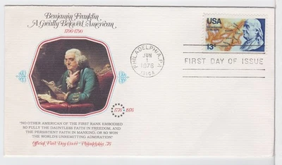 TurtlesTradingPost- Benjamin Franklin - 1976  #1690  FDC - Fleetwood Cachet - Image 1 of 2