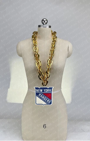 New NHL Rangers Gold Fan Chain Necklace Foam MI USA Cover