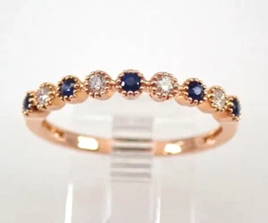 2 Ct Round Cut Simulated Sapphire Half Eternity Party Ring 14K Rose Gold Plated - Picture 1 of 9