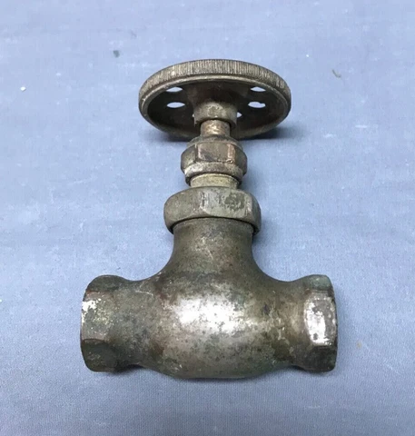 Antique Nickel Brass Sink Toilet Water Supply Shut off T Valve VTG Old 890-22B Cover