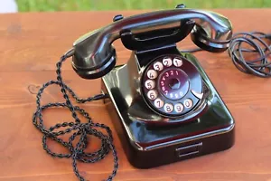 Telefon W48 schwarz mit Wählscheibe - Bild 1 von 2