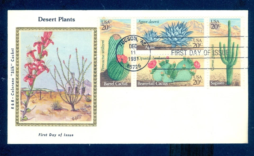 US 1942-1945 Desert Plants, Colorano 1981 Silk First Day Cover, Block/4 - Image 1 of 1