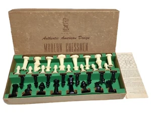 Vintage Drueke American Modern Chessmen No. 20 in Original Box W/ Paper EUC - Picture 1 of 6