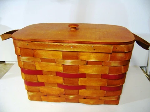 Peterboro Basket Company Picnic Storage 17x11x10 Tray Insert W/ Lid RETIRED Cover
