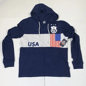 USA Team Soccer Hoodie Men's Large Blue Long Sleeve Pullover American Flag Logo - Bild 1 von 13
