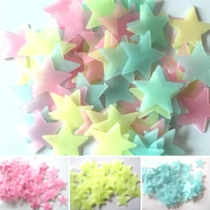 Glow In The Dark Stars Glowing Stickers Kids Bedroom Ceiling Wall Nursery 100 UK - Picture 1 of 13