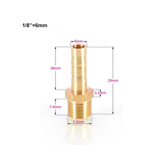 2Pcs Brass Joint 1/8 1/4 1/2 3/8 BSP Male Thread*6mm-16mm OD Barb Tail Kit - Picture 1 of 27