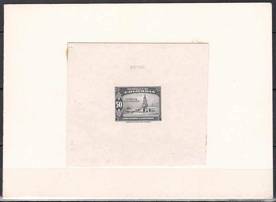 Colombia Sc523 Clock Tower, Cartagena, Architecture, Olive Black Die Proof 3 - Image 1 of 1