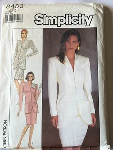 Uncut FF Misses Size 10 Semi Fitted Suit & Lined Jacket Pattern, Simplicity 8433 - Picture 1 of 2
