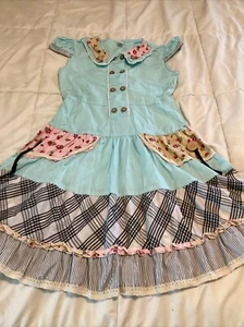 New No Tags Super Cool Dress Size 13/14 Wooden Buttons Great Colors Sunboree - Picture 1 of 8