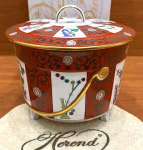 HEREND RED DYNASTY GODOLLO PATTERN BISCUIT BOX,EXCELLENT CONDITION,6 inches HIGH - Picture 1 of 8