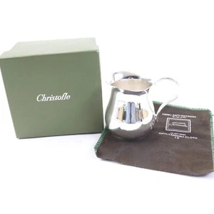 CHRISTOFLE France Albi Silver Plated Creamer Pot Jug Pitcher One Handle w/ cloth - Picture 1 of 8