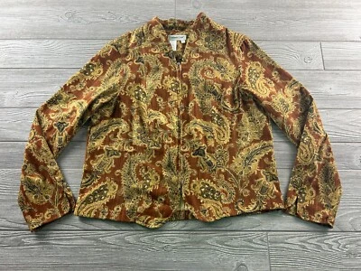 Chaqueta De Colección COLDWATER CREEK Mujer Marrón Cachemira Cremallera Completa Bohemia Años 90 | L Foto 1 de 4