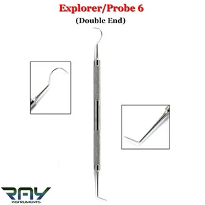 Dental Explorer 6 Probe Hook Tip Diagnostic Lab Dentist Endodontic Scraper New - Picture 1 of 3