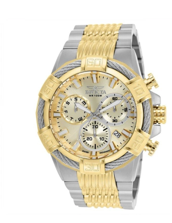 Invicta 25864 51mm Gold Silver Stainless Steel Case Gold Silver Stainless Steel Strap Men's Wristwatch