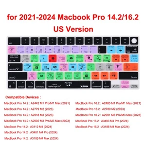 XSKN Logic Pro Shortcuts Keyboard Cover for Macbook Pro Air 13 14 15 16 M1 - M4 - Picture 1 of 88