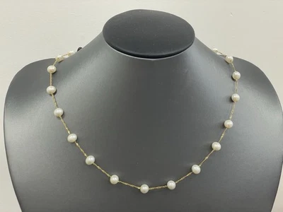 "Collar de perlas de oro amarillo de 14k 6,5 g 17""" Foto 1 de 4