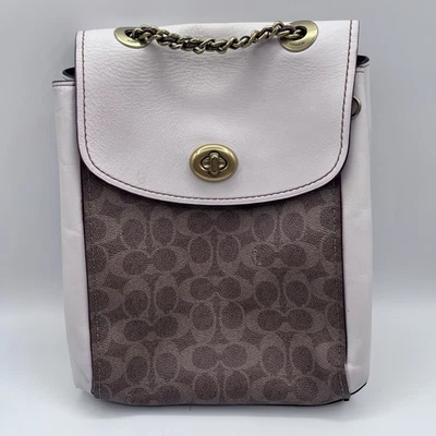 Coach Parker трансформируемый рюкзак сумка сумочка в подпись холст белый желтовато-коричневый 38585 - Изображение 1 из 4