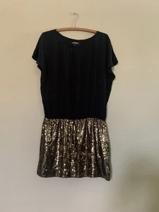 Express Women's Mini Dress Black With Gold Sequin Size medium - Picture 1 of 13