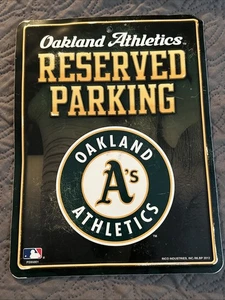 Oakland Athletics Reserved Parking Metal Sign. 8-1/2" x 11" 2012 MLB OFFICIAL - Picture 1 of 10