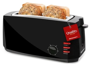 ECT4829B# Long Slot 4 Slice Toaster, Reheat 6 Toast Settings, Defrost, Cancel... - Picture 1 of 6