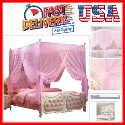 Dossel cortina cama princesa 4 cantos para meninas meninos adultos cama presente... - Imagem 1 de 4