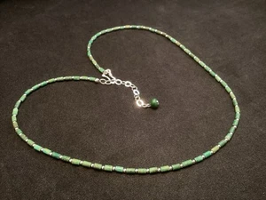 Handmade Sterling Silver 2mm Heishe Turquoise Beaded Necklace 19.5”-20.5” - Picture 1 of 10