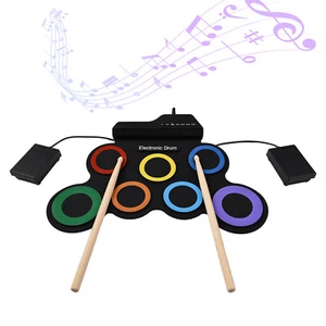 Electric Drum Set Portable Drum Pad Kit 7 Pads with Headphone Jack Pedals A1N8 - Picture 1 of 9