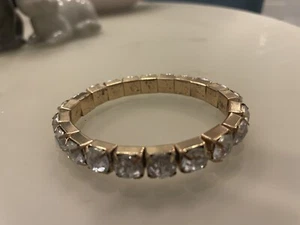 Retro Glam Square Cut Clear Crystal Statement Rhinestone Bracelet - Picture 1 of 2