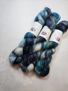 Hand dyed Kid Mohair Silk yarn, Lace weight, 50g, OCEAN - Picture 1 of 6