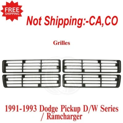 Nueva camioneta Dodge serie D/W compatible con parrillas delanteras superiores e inferiores izquierda y derecha 1991-1993 Foto 1 de 4