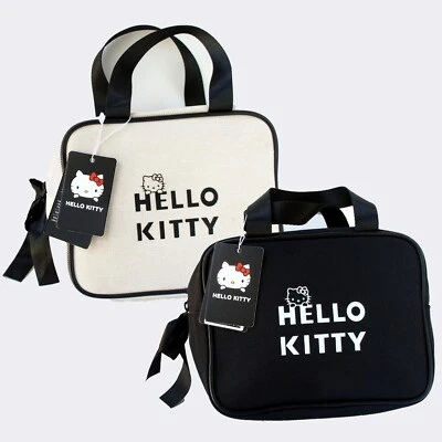 Hello Kitty Canvas Mini Handbag Purse Cosmetic Makeup Tote Lunch Bag NEW - Image 1 of 4