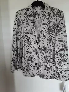 JM Collection Blazer Sakko 100% Leinen beige braun Print Gr. 18 W NEU - Bild 1 von 3