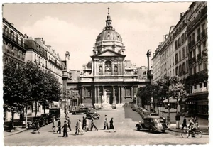 RPPC France Paris En Flant Sorbonne Boulevard Saint Michel Black White Unposted - Picture 1 of 2