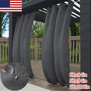 Patio Outdoor Waterproof Curtains Windproof Blackout Drapes Top Bottom Grommet - Picture 1 of 82
