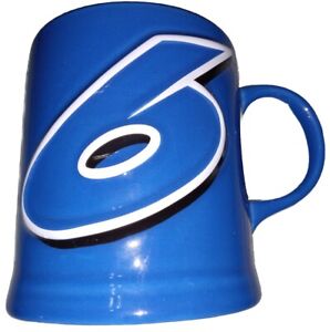 NASCAR Mark Martin #6 Coffee Cup Mug Blue Embossed 3D Vintage Roush Racing 6
