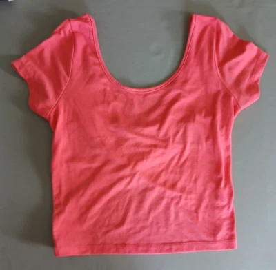 LA сердца укороченный Топ M короткий рукав низкий шеи и крестом назад эластичный винтажный - Изображение 1 из 4