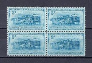 US 1952 Sc# 1006 set Baltimore & Ohio railroad Train Horse wagon block 4 MNH - Picture 1 of 1