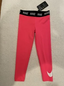 NWT NIKE DRI-FIT LEGGINGS Pink Logo Waistband Size 6 Girls - Picture 1 of 3