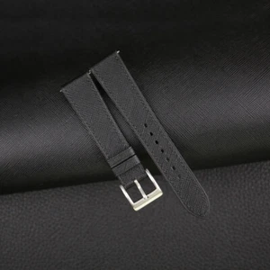 Calfskin Black Saffiano Leather Watch Strap Band 18mm 20mm 22mm - Picture 1 of 12