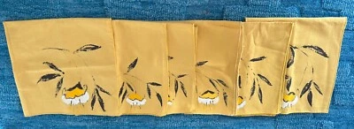 Conjunto Vintage de 6 Guardanapos de Algodão Amarelo Floral Quadrado 18” NOVO - Imagem 1 de 4