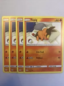 Carte Pokemon 4x Tepig 31/236 Playset Eclissi Cosmica NM/M - Foto 1 di 1