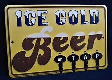 ICE COLD BEER -*US MADE* Embossed Sign - Man Cave Garage Shop Bar Pub Wall Decor