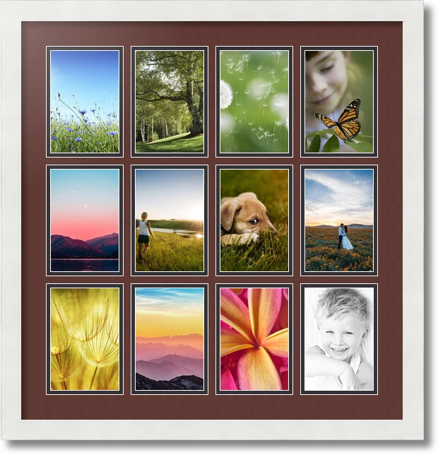 ArtToFrames Collage Mat Picture Photo Frame 12 4x6" Openings in Satin White 228 - Image 1 of 1