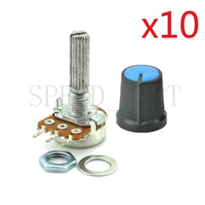 10set B100K Ohm Linear Taper Potentiometer WH148 25mm Shaft 3 Pins Plastic Knob - Picture 1 of 3