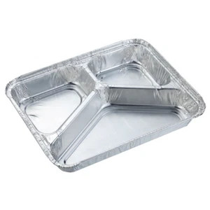 500 pcs x 3 Compartment Aluminium Foil Containers with Lids Food Storage Tray - Picture 1 of 9