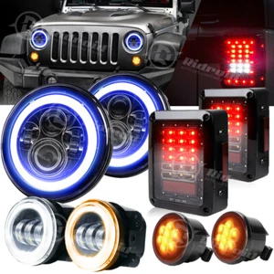 Faros LED Halo 7"" + Luces traseras de giro antiniebla Halo 4"" combo para Jeep Wrangler JK - Imagen 1 de 22