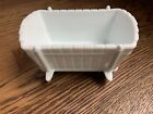 Vintage 1950'S Indiana Milk Glass Baby Cradle Crib Bassinet Planter Candy Dish